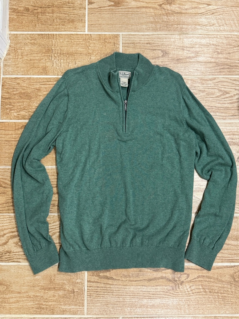 L.L.Bean Green Quarter Zip Sweater